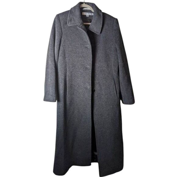 LARRY LEVINE Long Grey 100% Merino Wool Overcoat Size 10 - Picture 2 of 7